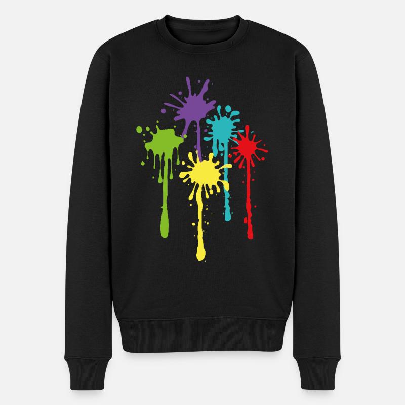Karneval Bunte Farbkleckse - Männer Premium Bio Pullover - Schwarz