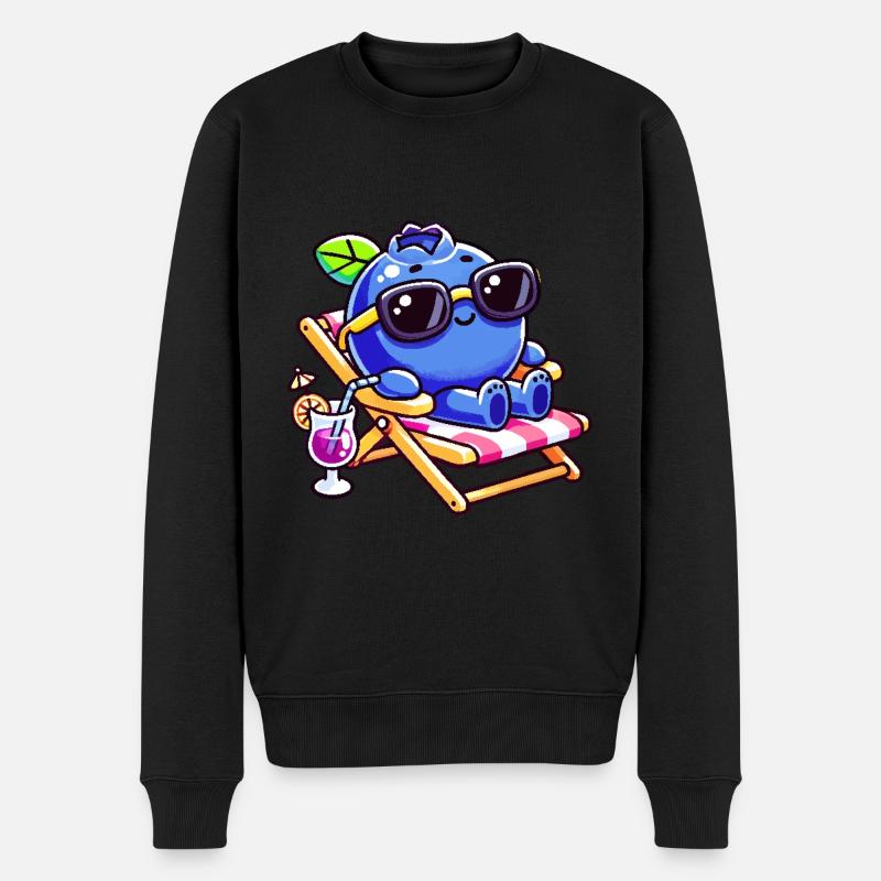 blueberry whisperer, blueberry - Männer Premium Bio Pullover - Schwarz