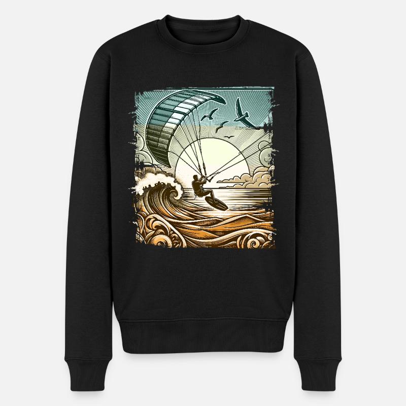 Kitesurfen Kitesurf Kitesurfer Kiteboard - Männer Premium Bio Pullover - Schwarz