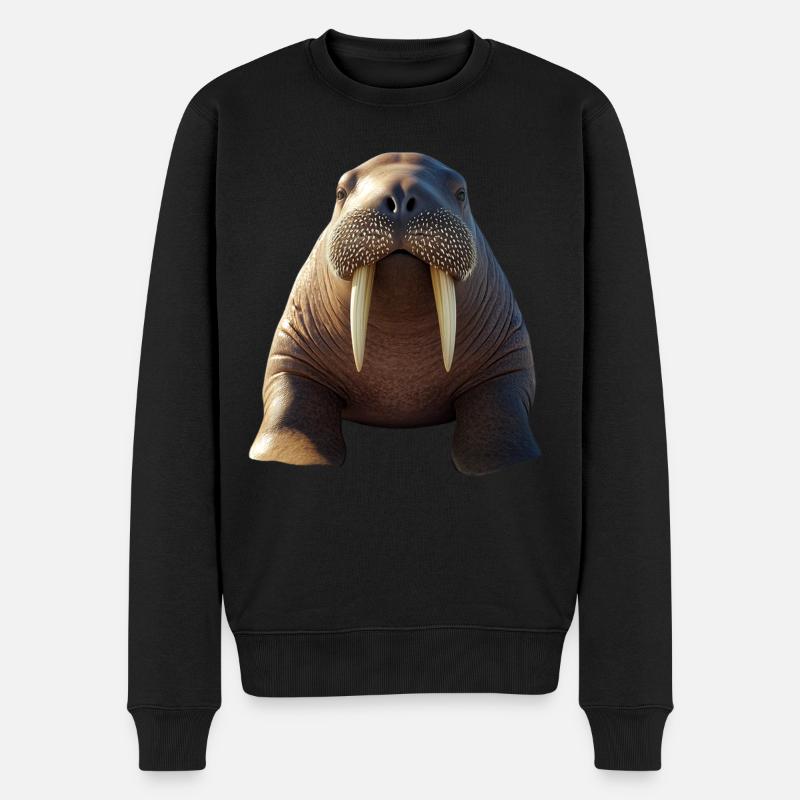 Walross Stoßzähne Robbe Wilde Pazifische Walrosse - Männer Premium Bio Pullover - Schwarz