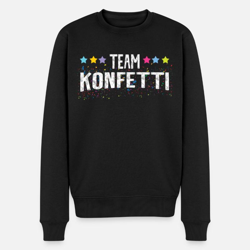 Fasching Team Konfetti Bunt Karneval Spaß Feiern - Männer Premium Bio Pullover - Schwarz