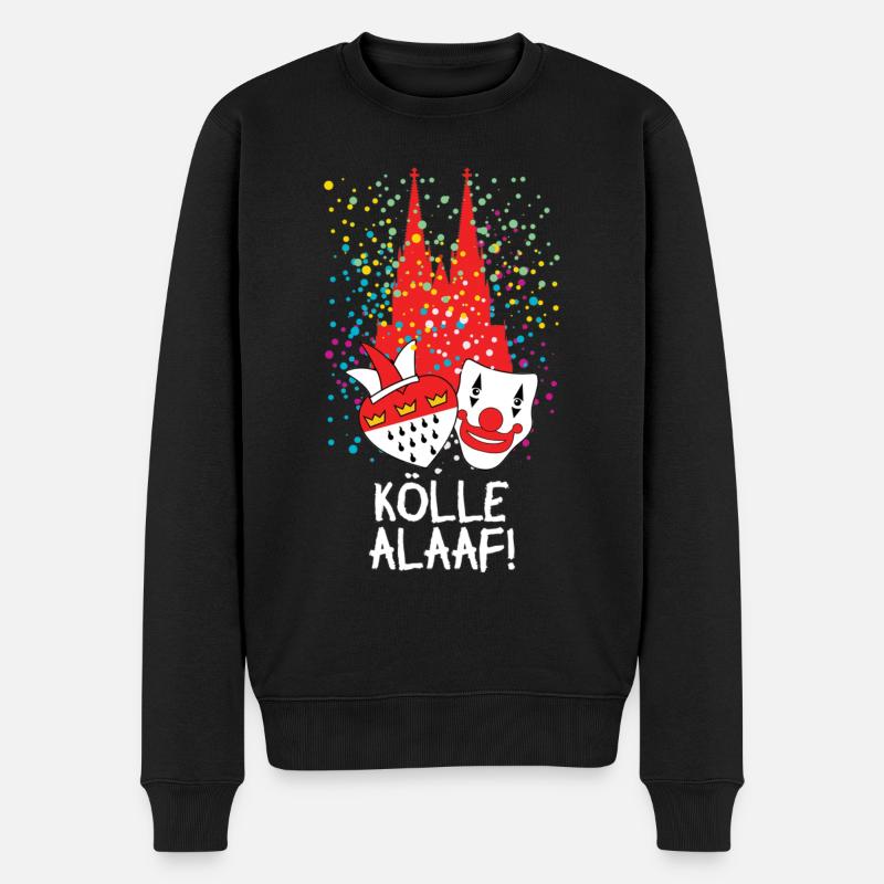 Karneval Kölle Alaaf Buntes Herz Clown - Männer Premium Bio Pullover - Schwarz