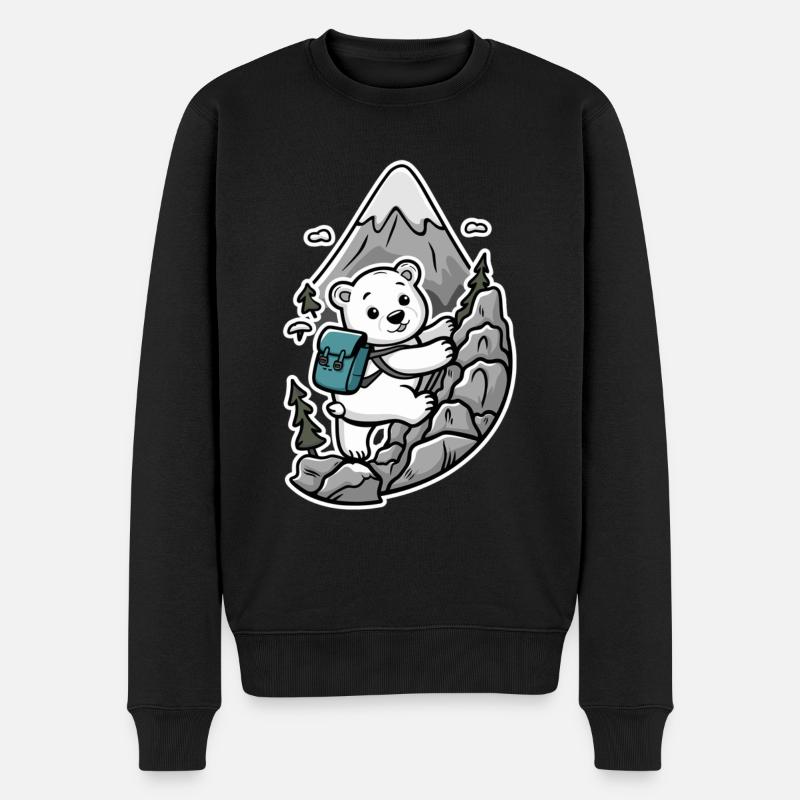 Niedlicher Bär Klettert Berg Natur Abenteuer - Männer Premium Bio Pullover - Schwarz