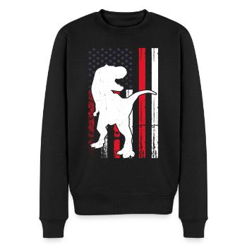 Dino Drapeau US Silhouette de dinosaure - Pull Premium bio Homme - noir - Devant - Nico (187cm)