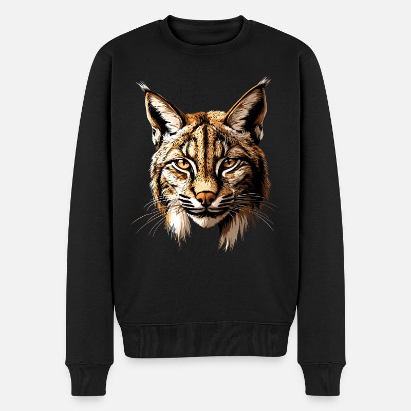 Luchs Lynx Wildkatze Raubkatzen Katzen Süße Luchse - Männer Premium Bio Pullover - Schwarz