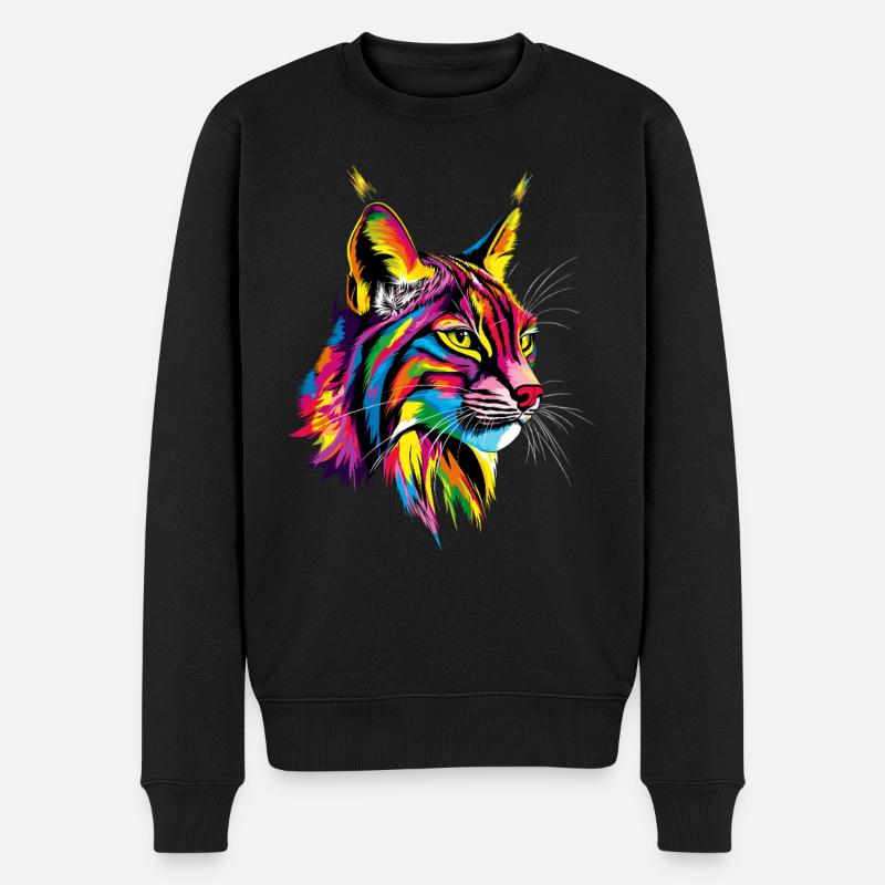 Luchs Lynx Wildkatze Raubkatzen Katzen Süße Luchse - Männer Premium Bio Pullover - Schwarz