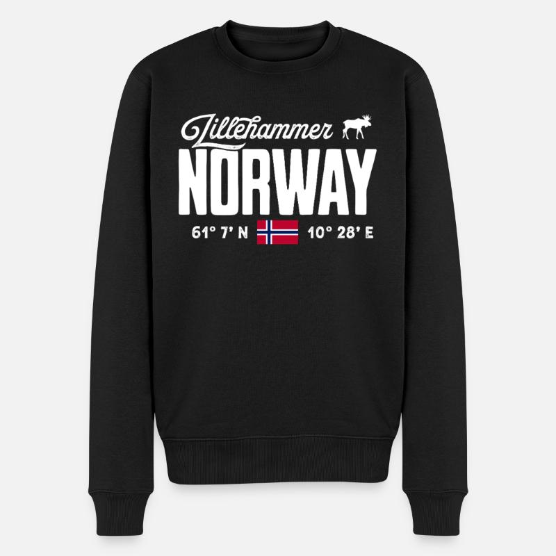 Norwegen Norway Norge Skandinavien Lillehammer - Männer Premium Bio Pullover - Schwarz