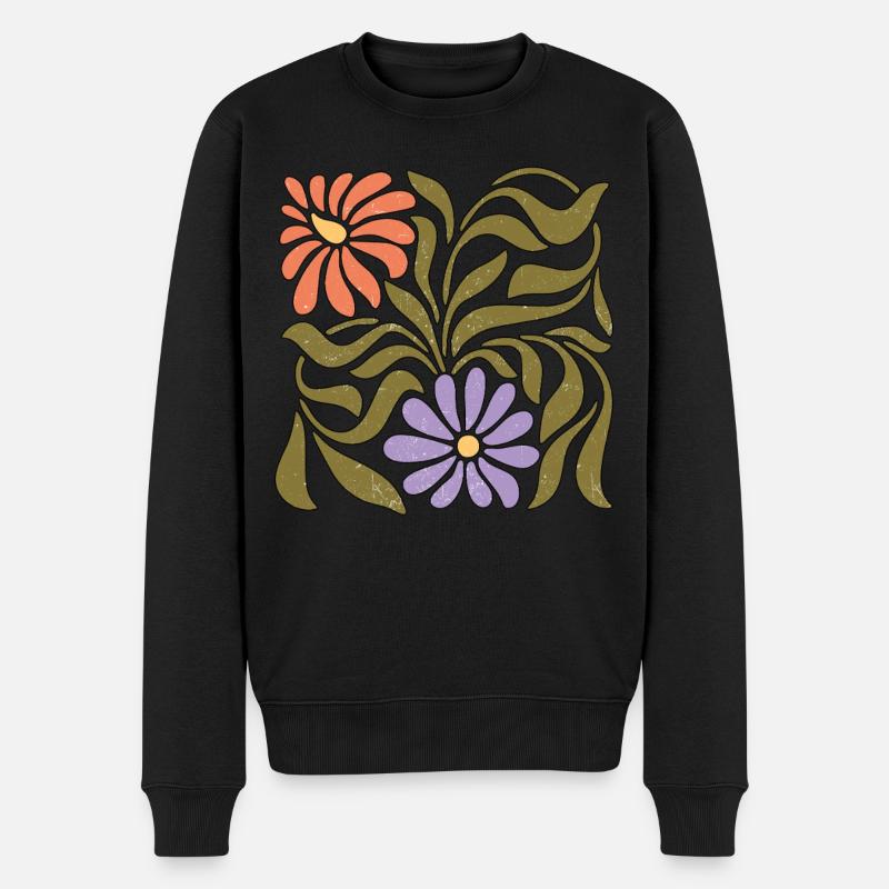 Boho Wildblumen - Männer Premium Bio Pullover - Schwarz