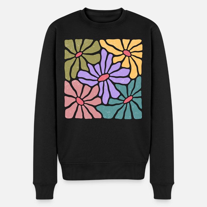 Fleurs sauvages de style bohème - Pull Premium bio Homme - noir