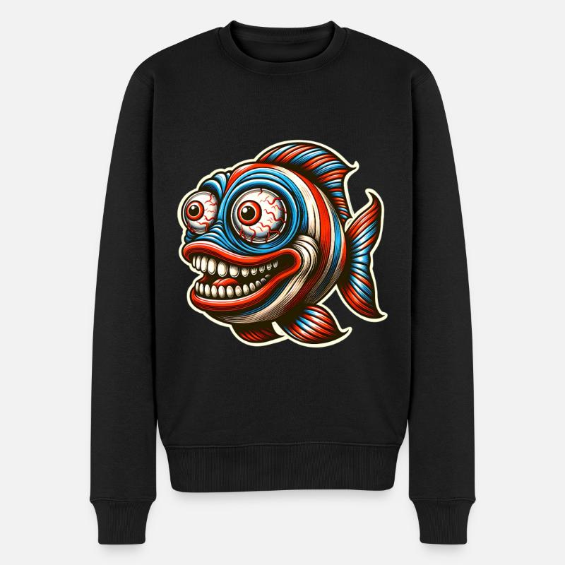 Fisch - Männer Premium Bio Pullover - Schwarz