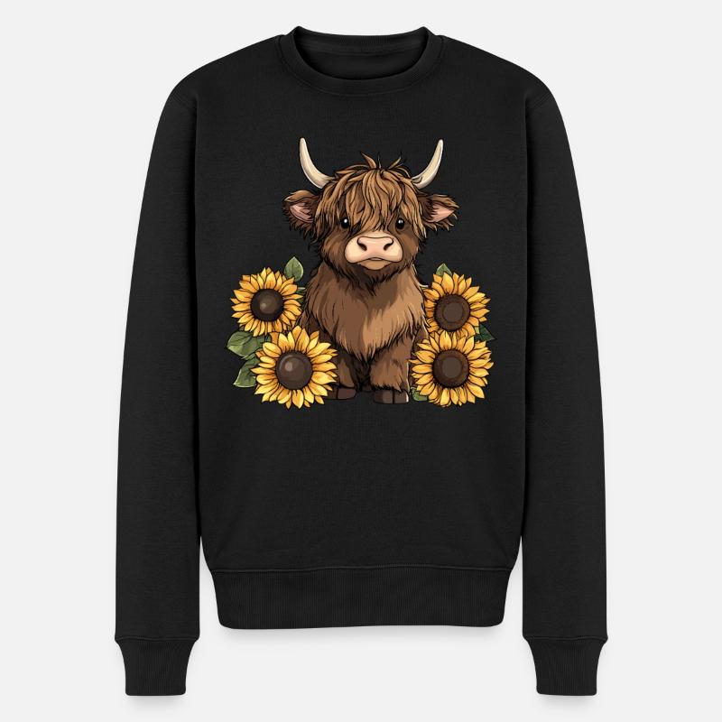 Vache Highland mignonne - Pull Premium bio Homme - noir