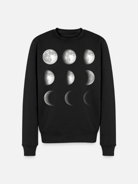 Mondphasen Weltraum - Männer Premium Bio Pullover - Schwarz