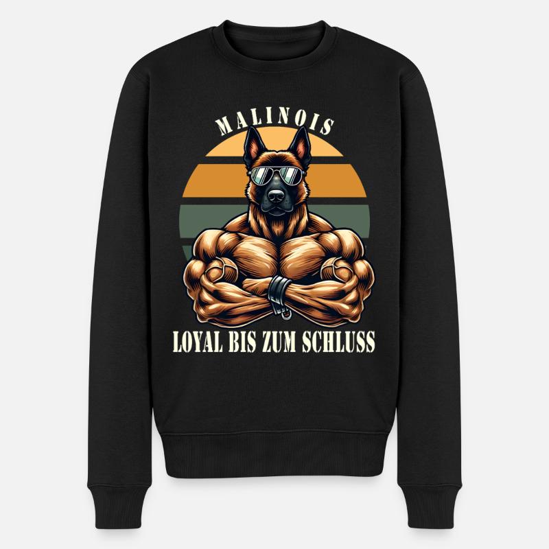 Loyal jusqu’au bout Malinois musclé - Pull Premium bio Homme - noir