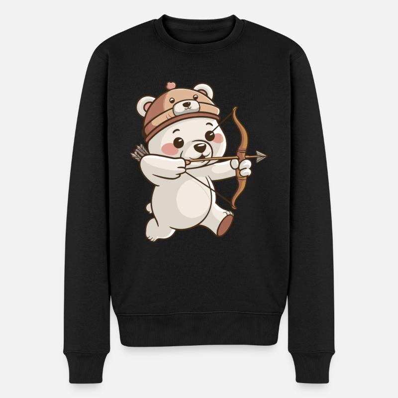 Niedlicher Bär Mit Pfeil Und Bogen - Männer Premium Bio Pullover - Schwarz