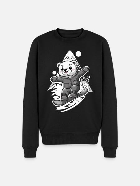 Snowboarding bear in the mountains - Men's Premium Organic Jumper - black
