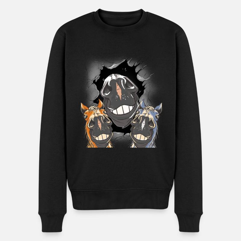 Pferd Pferde Pferdekopf - Männer Premium Bio Pullover - Schwarz