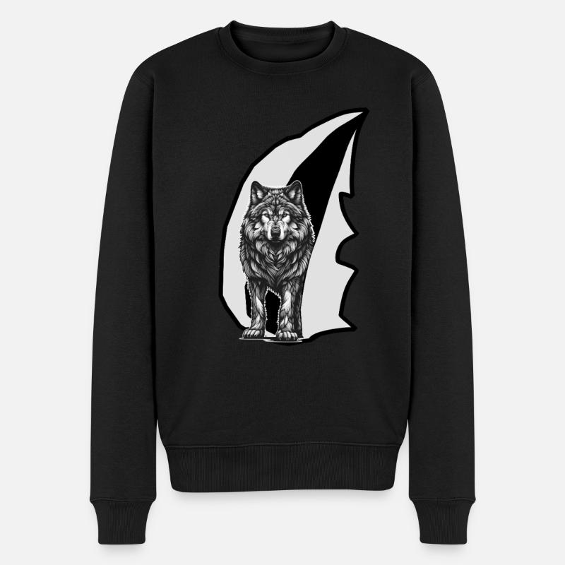 Loup Loups Louve - Pull Premium bio Homme - noir
