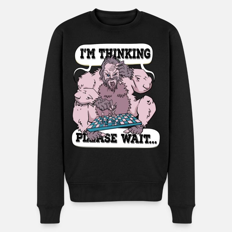 I'm thinking please wait Chess - Men's Premium Organic Jumper - black