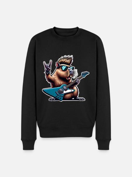 Capybara Rock and Roll Guitarist - Men's Premium Organic Jumper - black