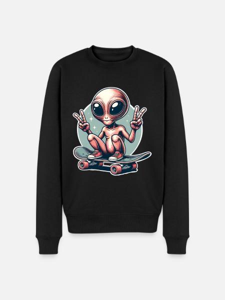 Alien Skateboard Skater Skate - Men's Premium Organic Jumper - black