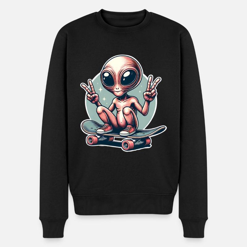 Alien Skateboard Skater Skate - Pull Premium bio Homme - noir