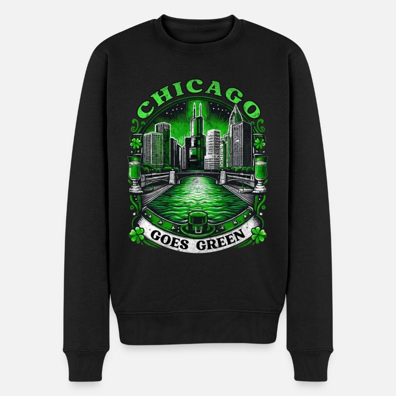 Chicago Goes Green - Männer Premium Bio Pullover - Schwarz