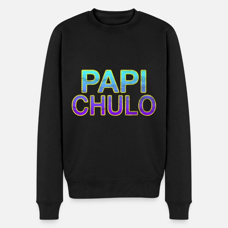Papi Chulo - Stylischer Schriftzug - Männer Premium Bio Pullover - Schwarz