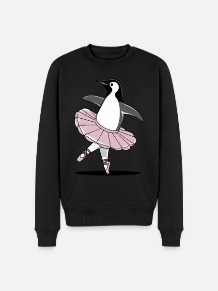 Eleganter Pinguin im Ballett-Tutu - Männer Premium Bio Pullover - Schwarz