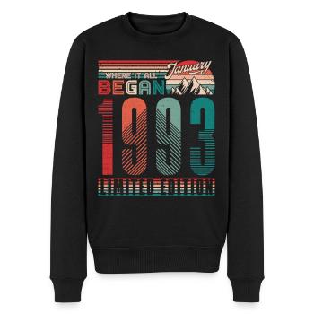 Anniversaire 1993 Vintage Janvier Rétro Cadeau - Pull Premium bio Homme - noir - Devant - Nico (187cm)
