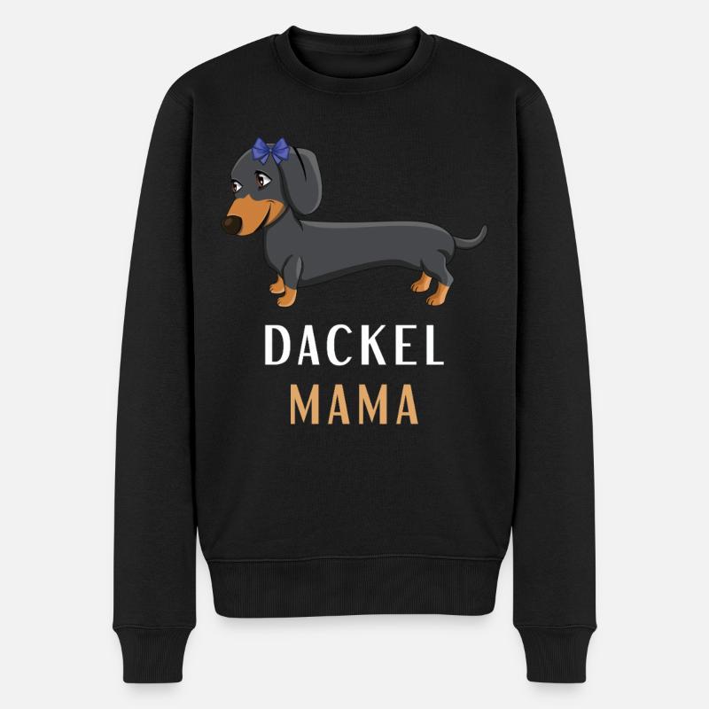Dackel Mama mit Schleife Hundeliebhaber - Männer Premium Bio Pullover - Schwarz