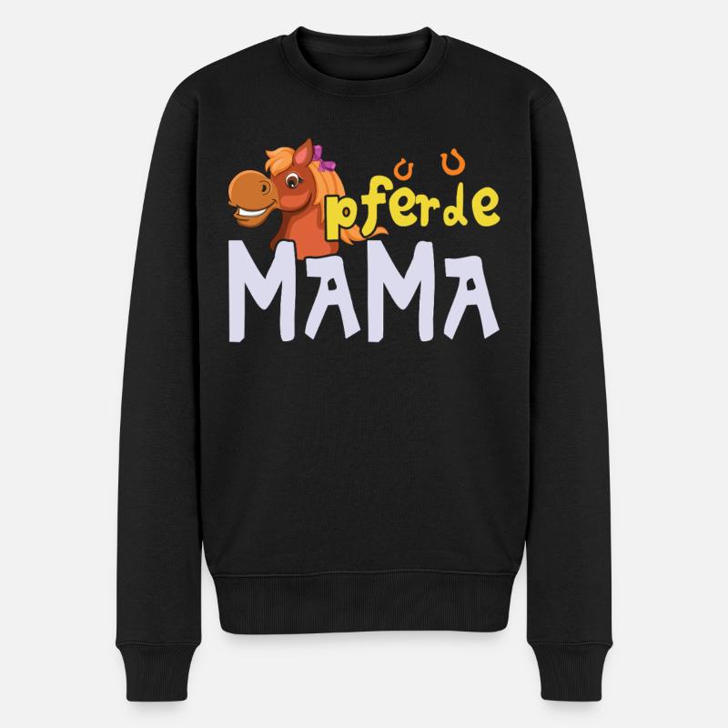 Stolze Pferde Mama Illustration - Männer Premium Bio Pullover - Schwarz