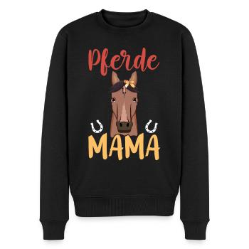 Pferde Mama Mit Hufeisen Motiv - Männer Premium Bio Pullover - Schwarz - Vorne - Nico (187cm)