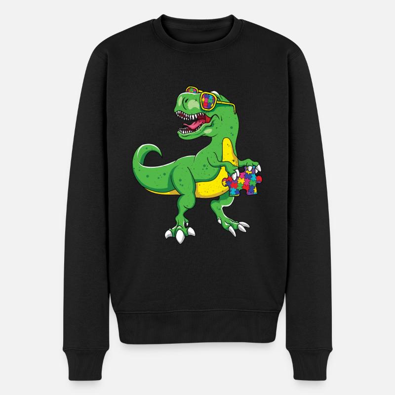 Autismus Dinosaurier Puzzle Cool - Männer Premium Bio Pullover - Schwarz