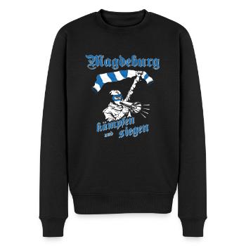 Magdeburg kämpfen und siegen No II - Männer Premium Bio Pullover - Schwarz - Vorne - Nico (187cm)