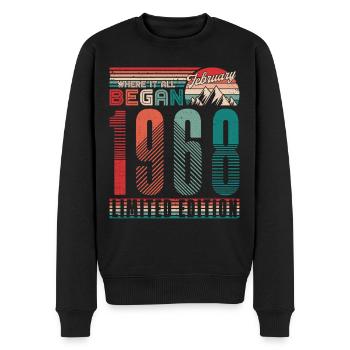 Anniversaire 1968 Vintage Février Cadeau Rétro - Pull Premium bio Homme - noir - Devant - Nico (187cm)