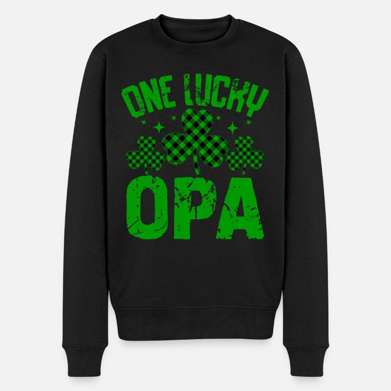 Ein glücklicher OPA - Männer Premium Bio Pullover - Schwarz