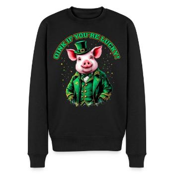 Oink, du hast Glück - Männer Premium Bio Pullover - Schwarz - Vorne - Nico (187cm)