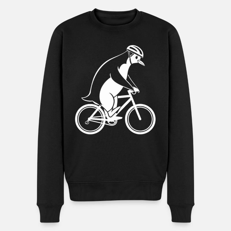 Pinguin Auf Fahrrad Für Radfahrer - Männer Premium Bio Pullover - Schwarz