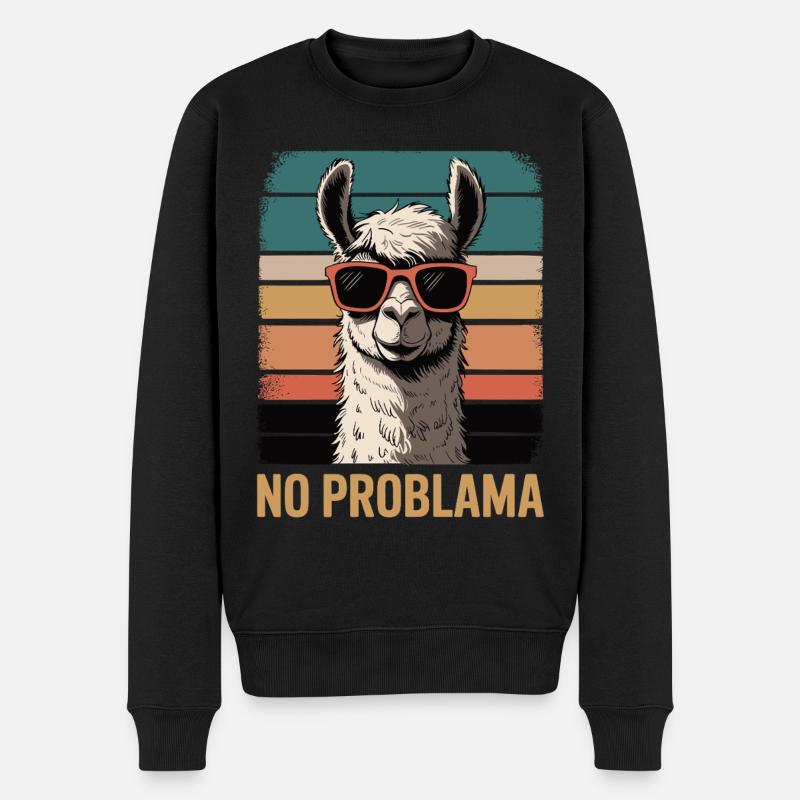 No Problama Llama - Männer Premium Bio Pullover - Schwarz