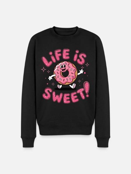 Life Is Sweet – Donut Design - Men's Premium Organic Jumper - black