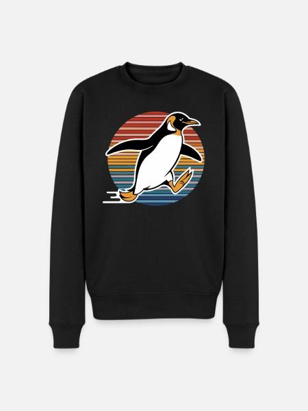Pingüino rápido en estilo retro - Sudadera ecológica prémium para hombre - negro