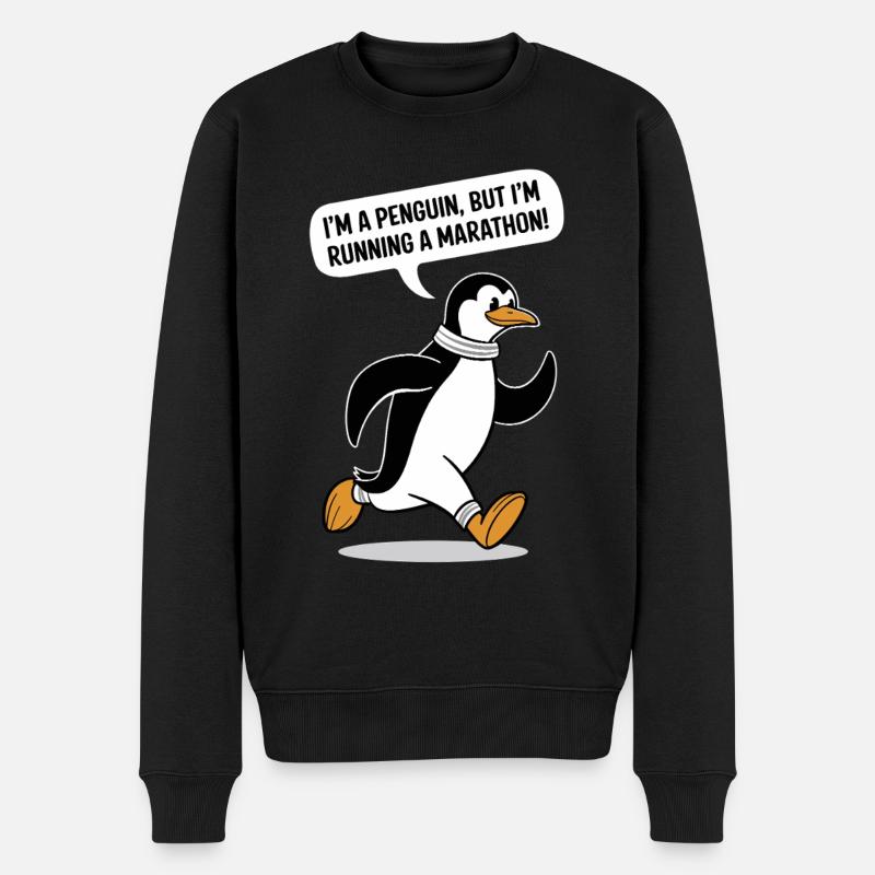 Motif pingouin marathonien - Pull Premium bio Homme - noir