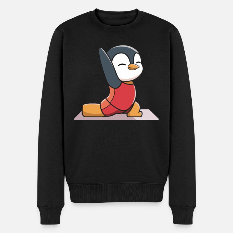 Niedlicher Pinguin Yoga Pose für Kinder und - Männer Premium Bio Pullover - Schwarz