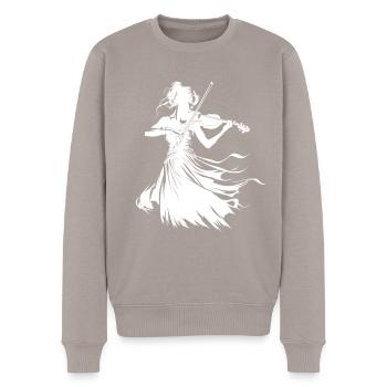 Dessin de violoniste - Pull Premium bio Homme - taupe - Devant - Nico (187cm)