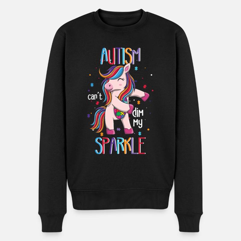 Autismus Kann Mein Strahlen Nicht Dämpfen Einhorn - Männer Premium Bio Pullover - Schwarz