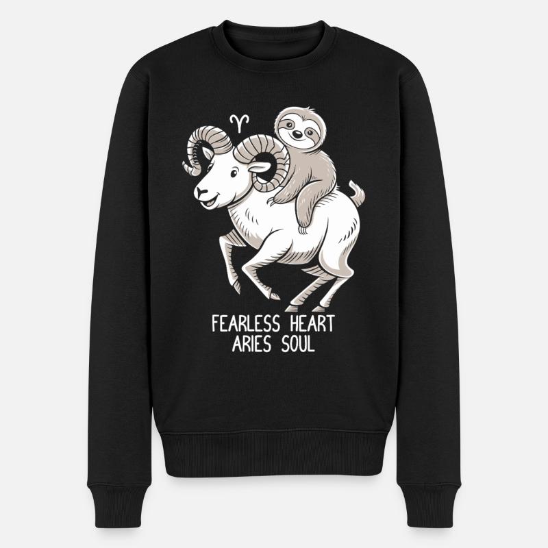 Furchtloses Herz, Widder Seele Soth - Männer Premium Bio Pullover - Schwarz