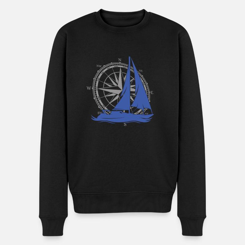 Voilier d’époque avec boussole – Maritime - Pull Premium bio Homme - noir