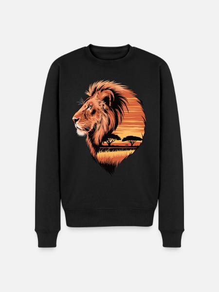 Løve på savannen – Vildmarkens konge - Økologisk premium-sweatshirt til mænd - sort