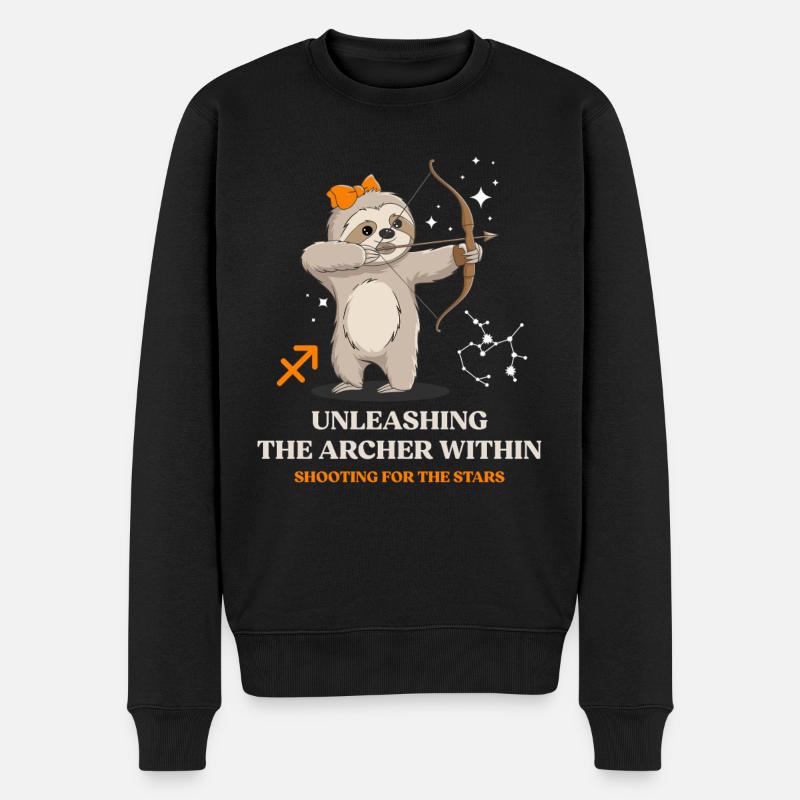 Schütze Sternzeichen Faultier: Entfessle den - Männer Premium Bio Pullover - Schwarz