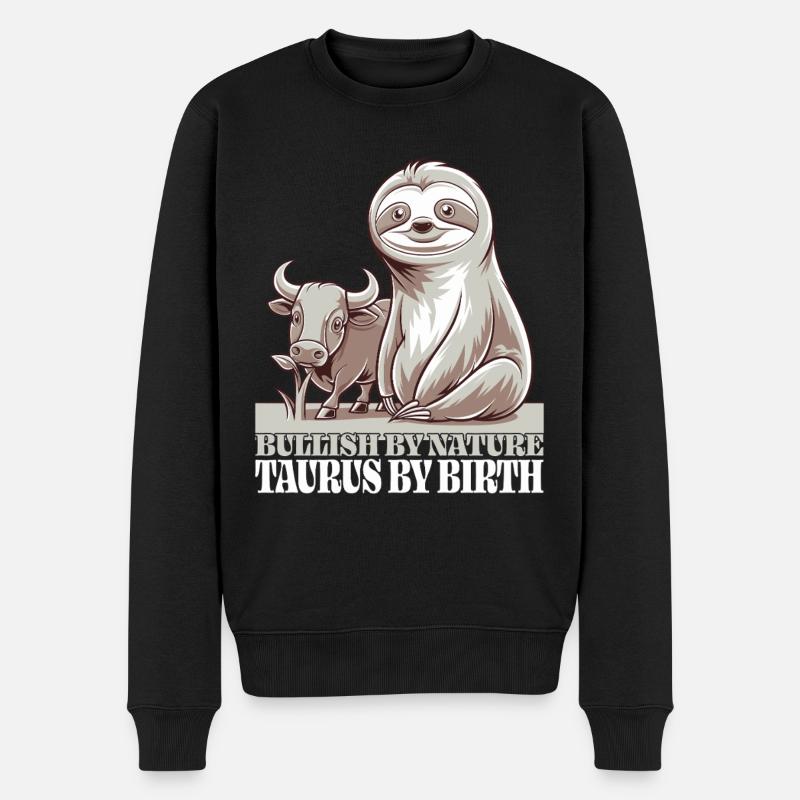 Stier Sternzeichen Faultier - Männer Premium Bio Pullover - Schwarz